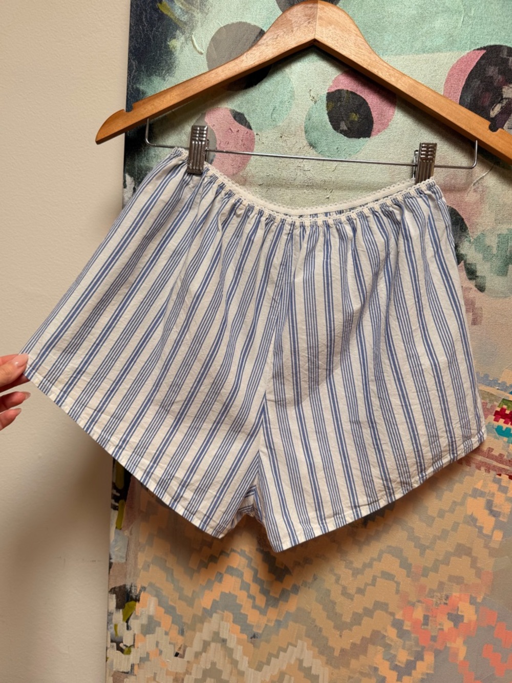Doen Thelma Shorts in Indigo Sorrento Stripe size XS cotton silk - Picture 6 of 14